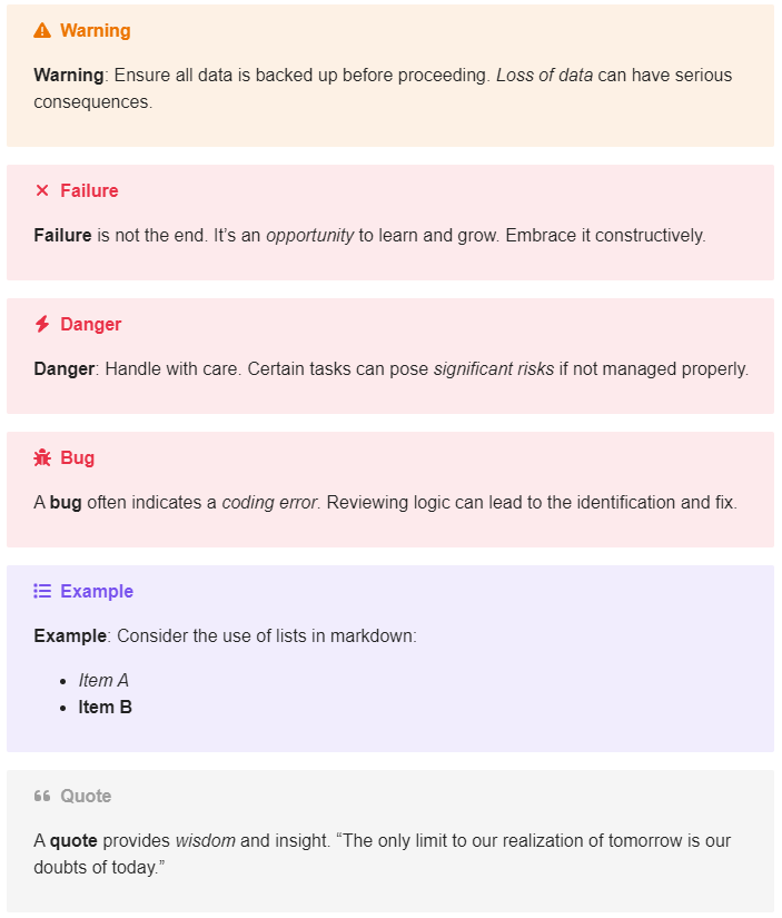 Callout types examples 2
